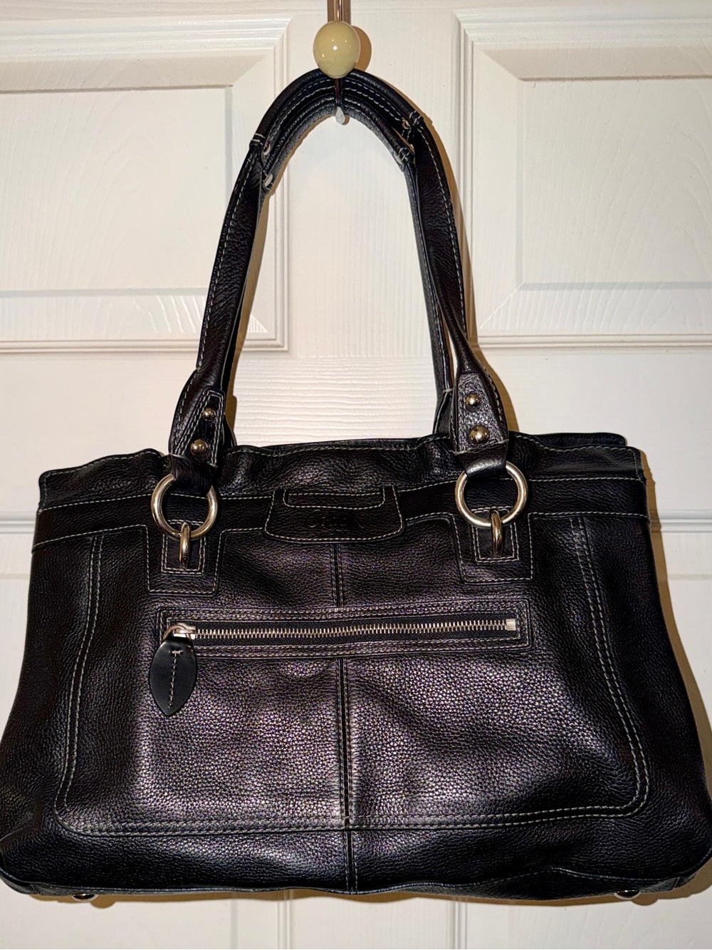 Authentic Coach Penelope Black Pebbled Leather Shopper Satchel F14682